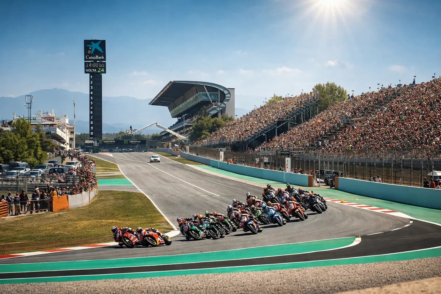 MotoGP race action at Circuit de Barcelona-Catalunya